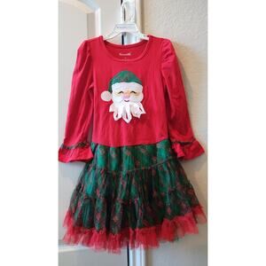 NTW Nannette Baby Christmas Dress Crinoline Sparkle Skirt Santa Beard Size 6T